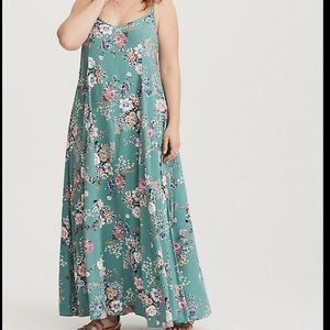Green Floral Challis Maxi Dress Torrid 6x